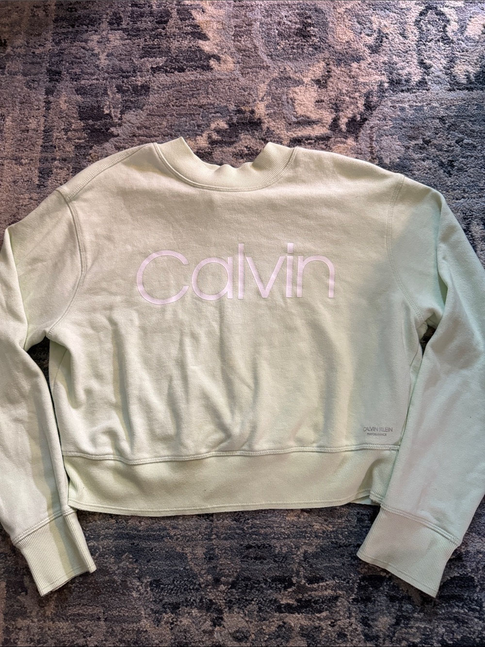 Calvin Klein Performance Light Mint Cropped Crewneck Sweatshirt